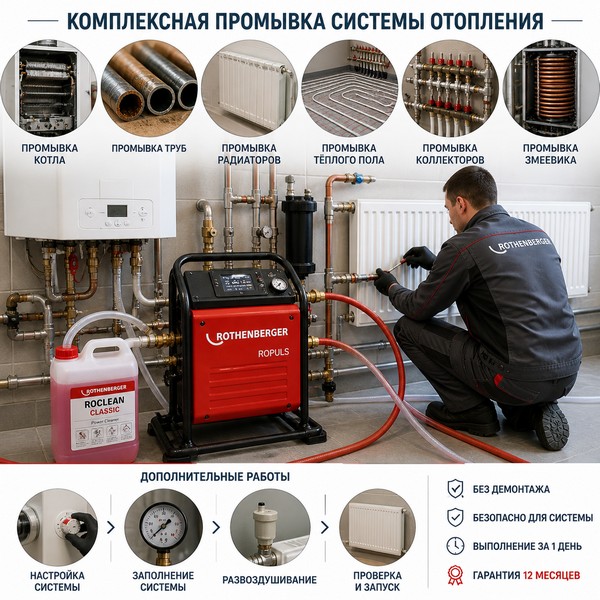 Комплексная промывка системы отопления под ключ